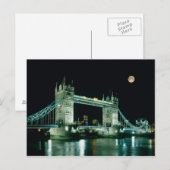 Carte Postale Tower Bridge la nuit, Londres, Angleterre (Devant / Derrière)