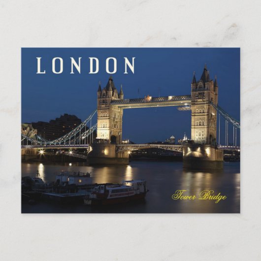 Carte Postale Tower Bridge, Londres, Angleterre la nuit (Devant)