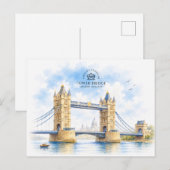 Carte Postale Tower Bridge, Londres, Angleterre, Monument Emblém (Devant / Derrière)