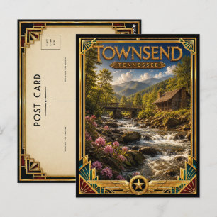 Carte Postale Townsend Tennessee Art Déco Vintage de l'Âge d'Or