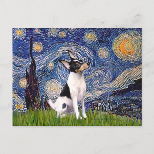 Carte Postale Toy Fox Terrier - Nuit étoilée (Devant)