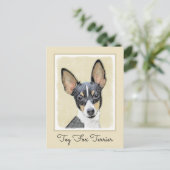 Carte Postale Toy Fox Terrier Peinture - Cute Original Chien Art (Debout devant)