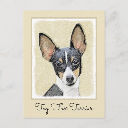 Carte Postale Toy Fox Terrier Peinture - Cute Original Chien Art (Devant)