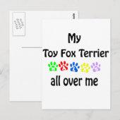 Carte Postale Toy Fox Terrier Walks Design (Devant / Derrière)
