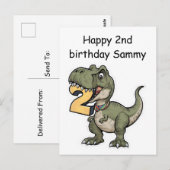 Carte Postale tr rex mordant le chiffre 2 (Devant / Derrière)