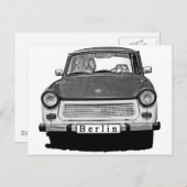 Carte Postale Trabant Car Avant, Noir et Blanc, Berlin (Devant / Derrière)