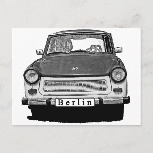 Carte Postale Trabant Car Avant, Noir et Blanc, Berlin (Devant)