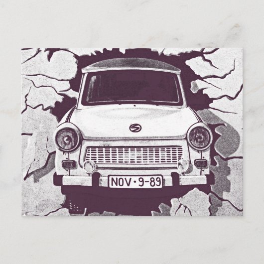 Carte Postale Trabant Car, Noir & Blanc, Mur de Berlin (1) (Devant)