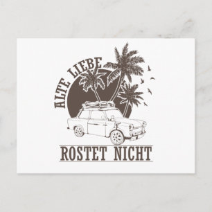 Carte Postale Trabi DDR Pappe "Alte Liebe rostet nicht"