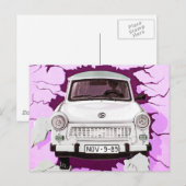 Carte Postale Trabing Car et Pink/Lilac Berlin Wall (Devant / Derrière)