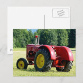 Carte Postale Tracteur agricole rouge antique (Devant / Derrière)