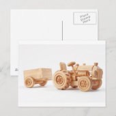 Carte Postale tracteur en bois (Devant / Derrière)