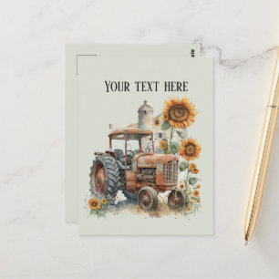 Carte Postale tracteur fermier vieux cool ajouter du texte