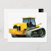 Carte Postale Tracteur jaune (Devant / Derrière)