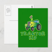 Carte Postale Tracteur Kid, vert (Devant / Derrière)