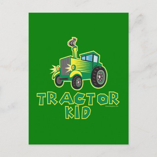 Carte Postale Tracteur Kid, vert (Devant)
