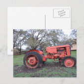Carte Postale Tracteur rouge (Devant / Derrière)