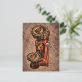 Carte Postale Tracteur rouge antique (Debout devant)