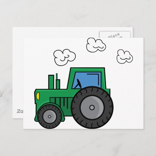 Carte Postale Tracteur vert (Devant / Derrière)
