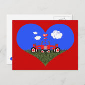 Carte Postale Tracteurs de baiser sous les coeurs (Devant / Derrière)