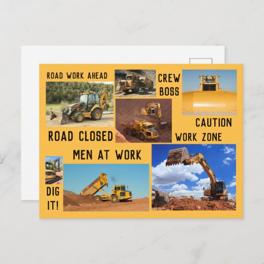 Carte Postale Tracteurs de chantier (Devant / Derrière)