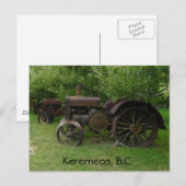 Carte Postale Tracteurs de roues en métal antique (Devant / Derrière)