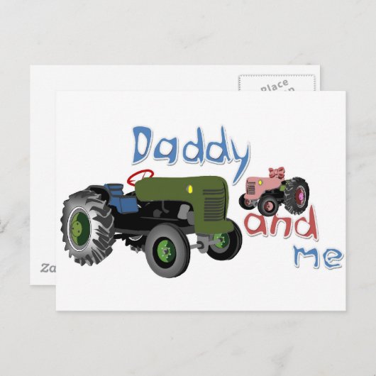 Carte Postale Tracteurs filles Daddy et Me (Devant / Derrière)