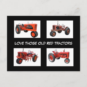 Carte Postale Tracteurs rouges vintages