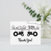 Carte Postale Tracteurs Silhouette n Ferme Noir - Blanc Merci (Debout devant)