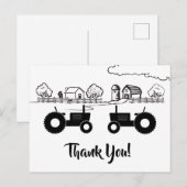 Carte Postale Tracteurs Silhouette n Ferme Noir - Blanc Merci (Devant / Derrière)