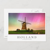 Carte Postale Traditional windmill under the Northern Lights (Devant / Derrière)