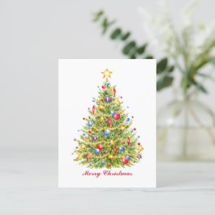 Carte postale traditionnelle Arbre de Noël Joyeux