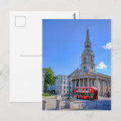 Carte Postale Trafalgar Carré, Londres Royaume-Uni (Devant / Derrière)