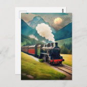 Carte Postale Train à vapeur vintage (Devant / Derrière)