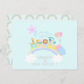 Carte Postale Train Animaux Bleus (Devant / Derrière)