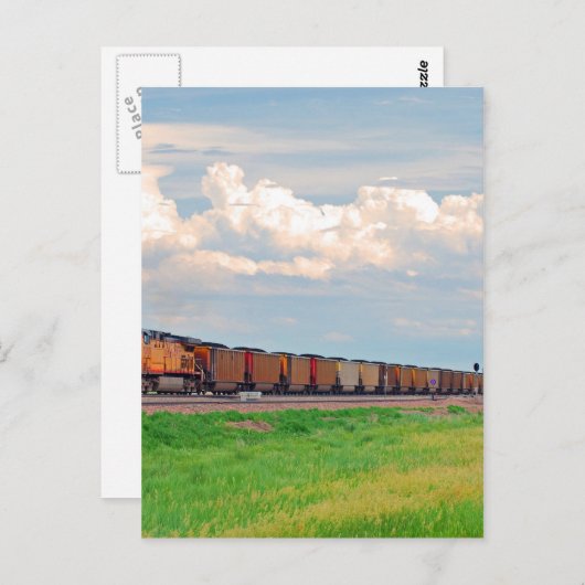 Carte Postale train avec beaucoup de voitures (Devant / Derrière)