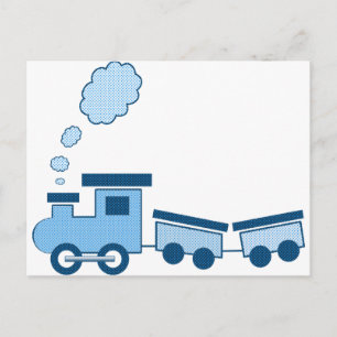 Carte Postale Train Bleu Choo Choo