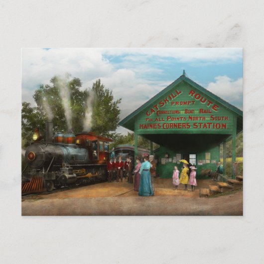 Carte Postale Train - Catskill, NY - En attente de départ 1902 (Devant)