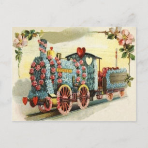 Carte Postale Train Cœur Rose Myosotis