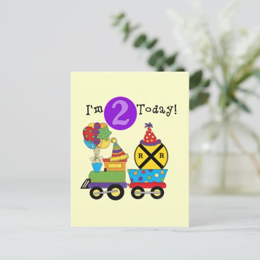 Carte Postale Train d'anniversaire 2e T-shirts et cadeaux d'anni (Debout devant)