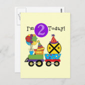 Carte Postale Train d'anniversaire 2e T-shirts et cadeaux d'anni (Devant / Derrière)