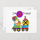 Carte Postale Train d'anniversaire 3e Anniversaire Tshirts et ca (Devant / Derrière)