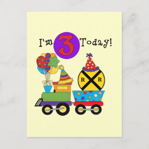 Carte Postale Train d'anniversaire Tshirts et Cadeaux 3ème Anniv