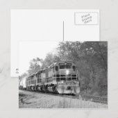 Carte Postale Train d'automne en noir et blanc (Devant / Derrière)