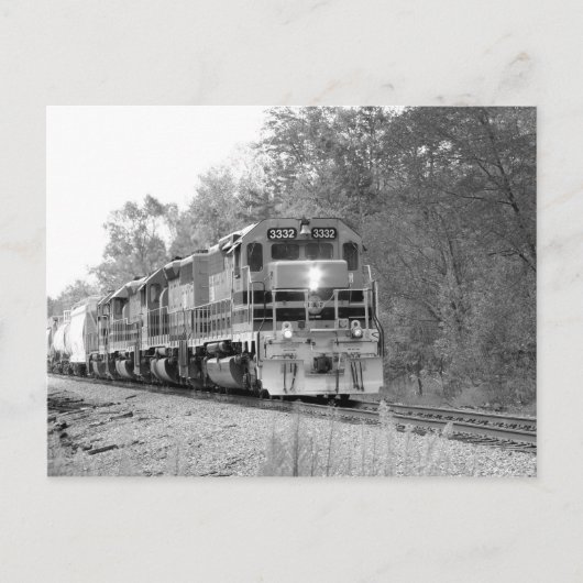 Carte Postale Train d'automne en noir et blanc (Devant)