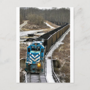 Carte Postale Train de charbon en hiver