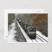 Carte Postale Train de cheminée vers l'est en neige (Devant / Derrière)