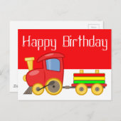 Carte Postale train de dessin animé rouge (Devant / Derrière)