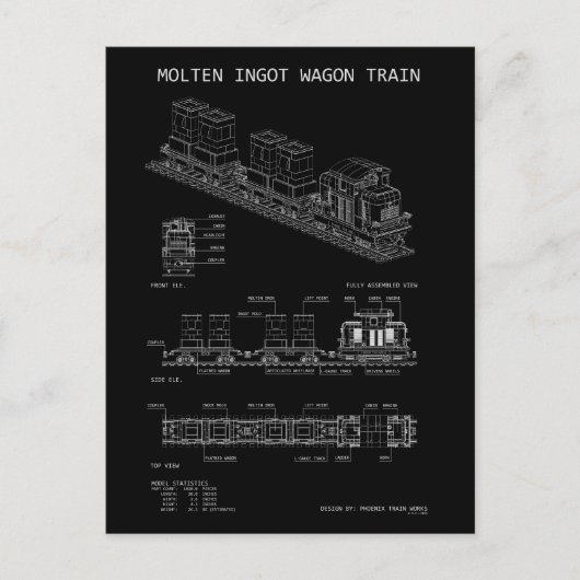 Carte Postale Train de lingots en fusion PTW "Plan" (Devant)