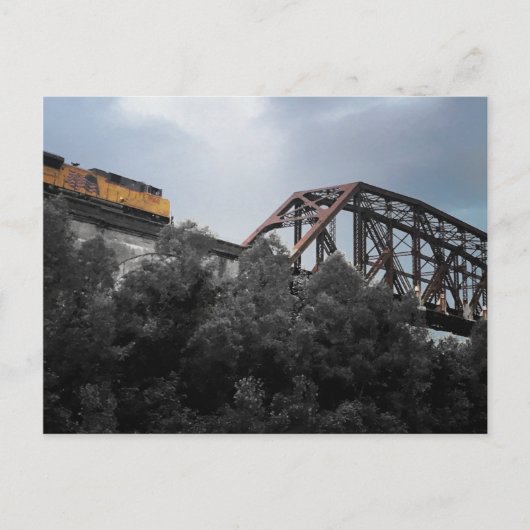 Carte Postale train de locomotives traversant le pont thebes (Devant)